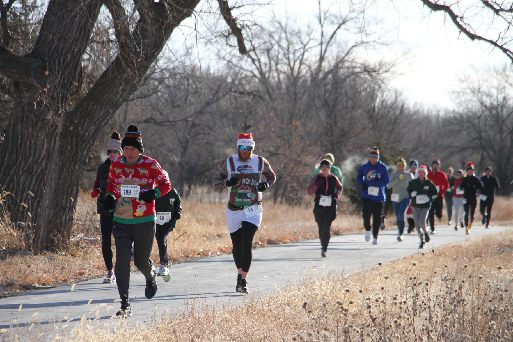 Jingle Bell runners rock down the trail